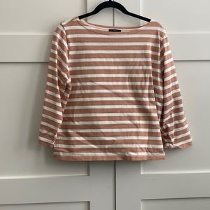 J. Crew French terry pink/clay stripped classic mariner boatneck